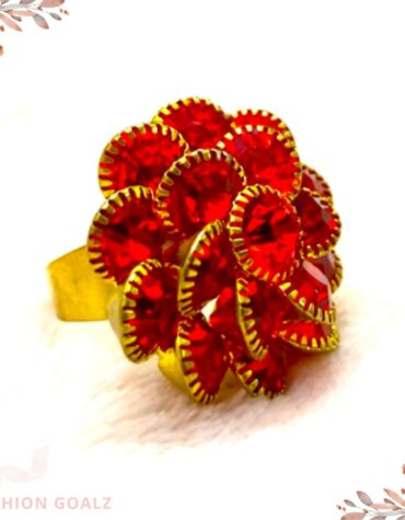 Blossoming Flower with Golden Grace” Cocktail Ring Adjustable